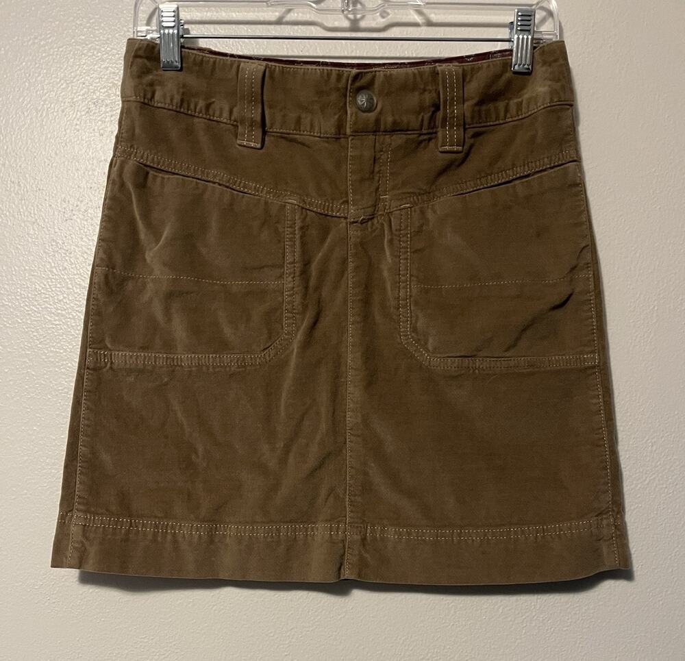Athleta Skirt Size 2 Petite Tan Velvet Velour Mini Pockets Casual Preppy